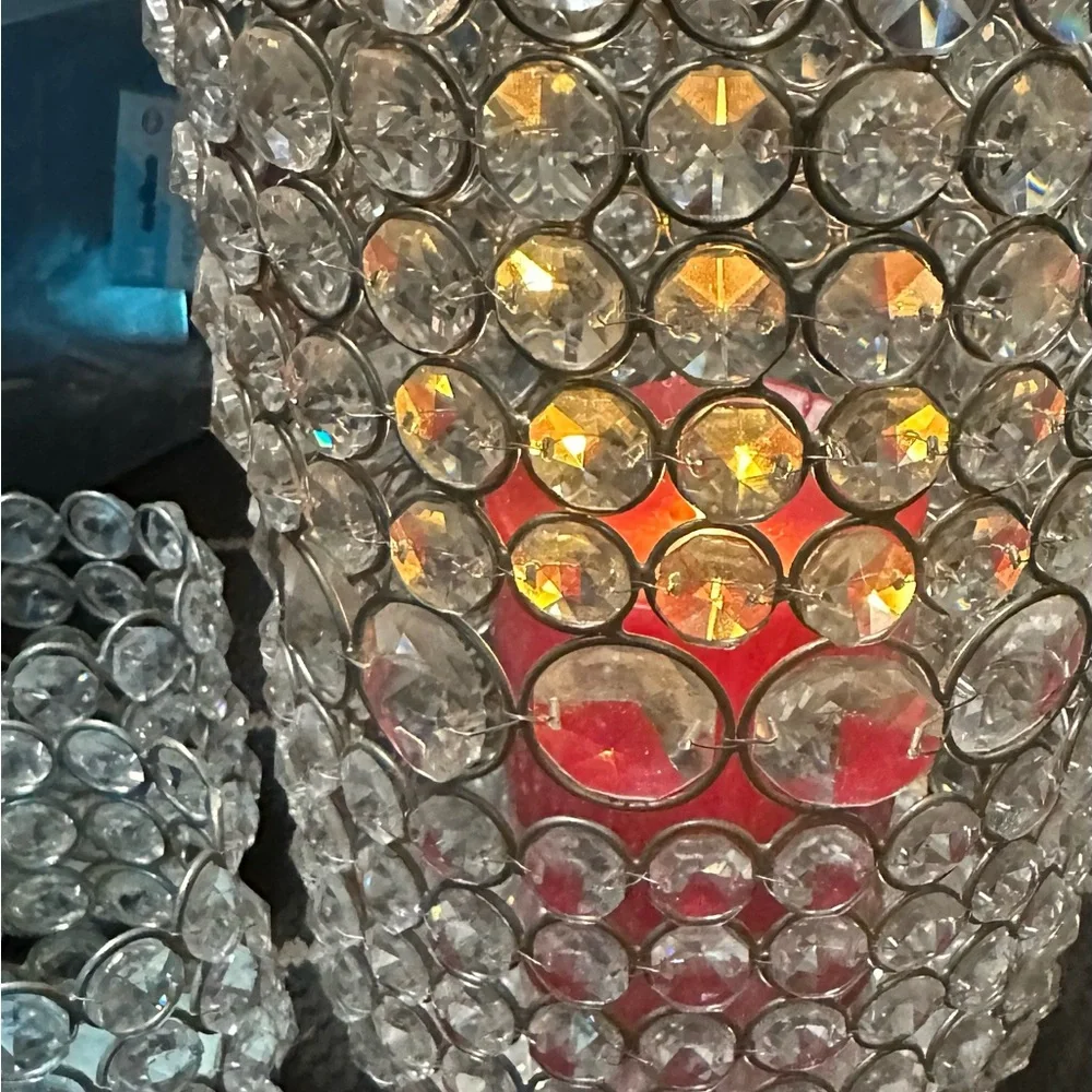 Z Galleries Crystal Wall Sconces (2) Round Crystal Candle Holder(1) 4 Tea Light